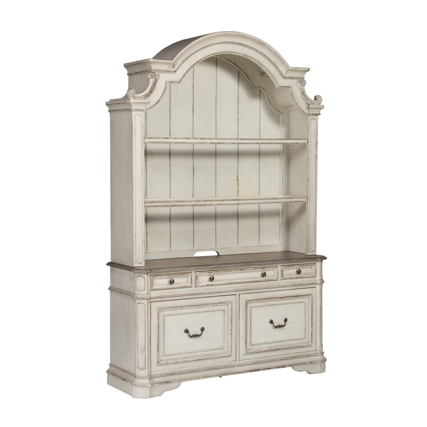 Magnolia Manor - Credenza Hutch - White - Hornell Furniture Outlet