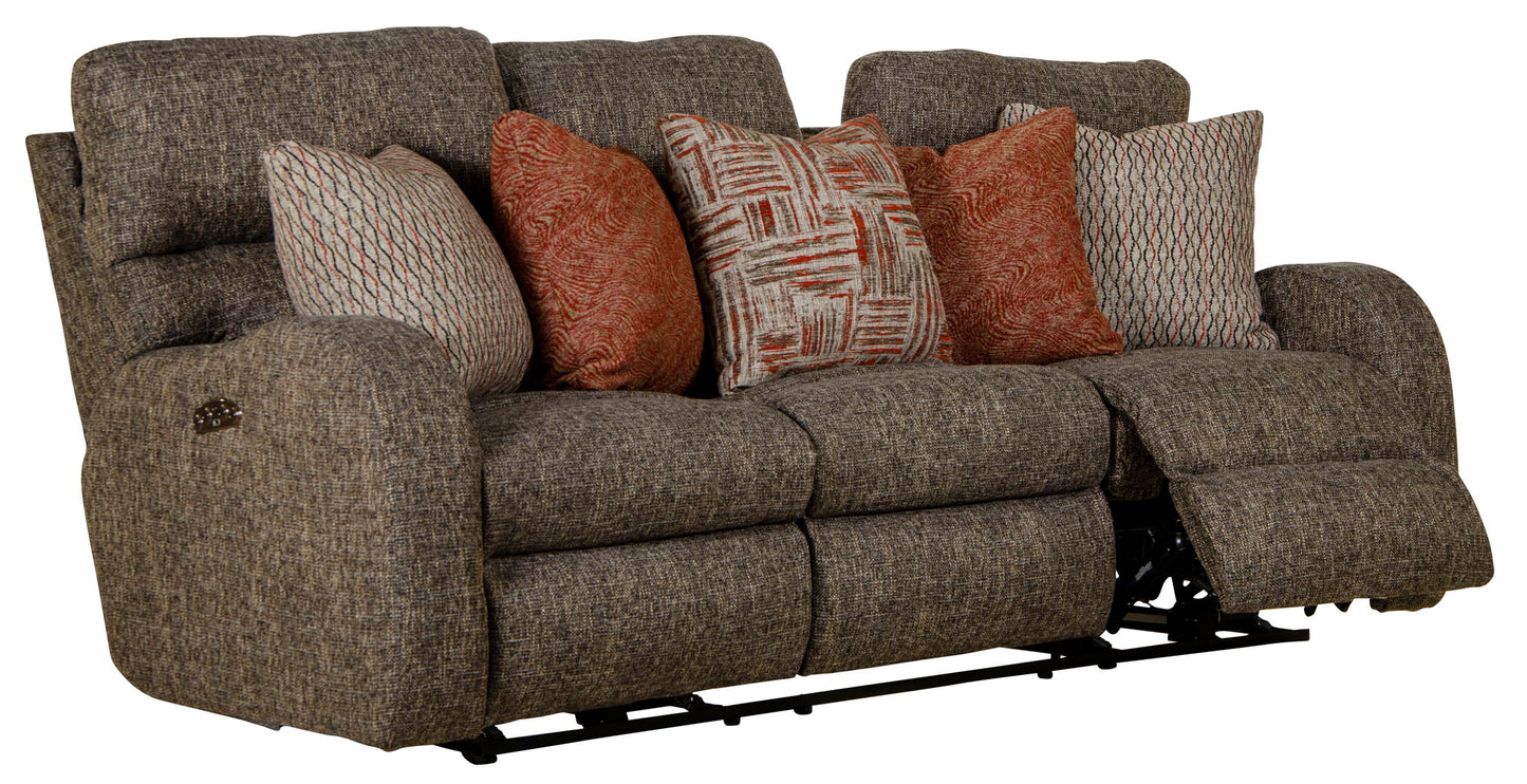 Liam - Power Headrest Power Lay Flat Reclining Sofa - Coal - Hornell Furniture Outlet