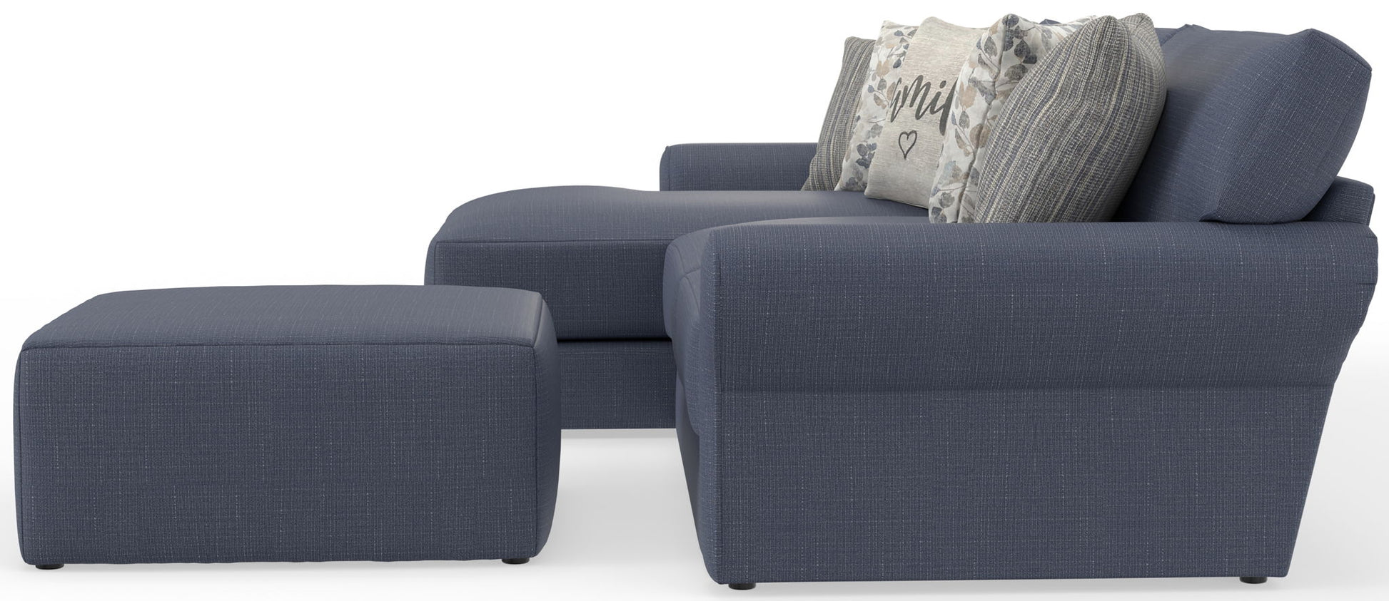 Cape May - Sofa Chaise With Comfort Coil Seating, 41" Cocktail Ottoman And 5 Accent Pillows Included - Hornell Furniture Outlet