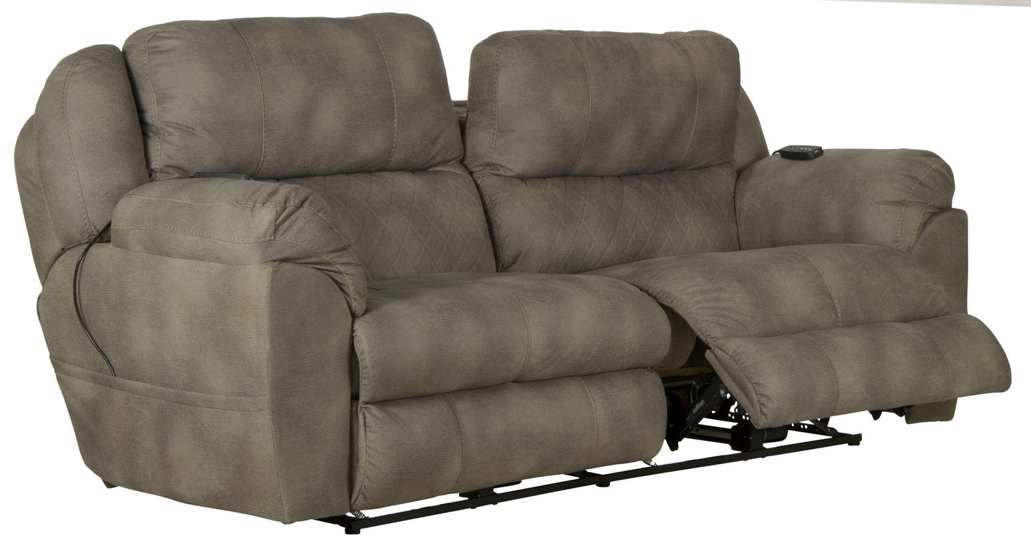 Flynn - Power Lay Flat Reclining Sofa Power Adjustable Headrest & Lumbar And Dual Heat & Massage - Fig - Hornell Furniture Outlet