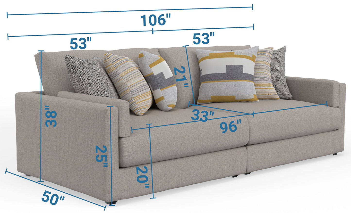 Trevor - Extra Deep Oversized Sofa With Included Storage Cocktail Ottoman - Hornell Furniture Outlet