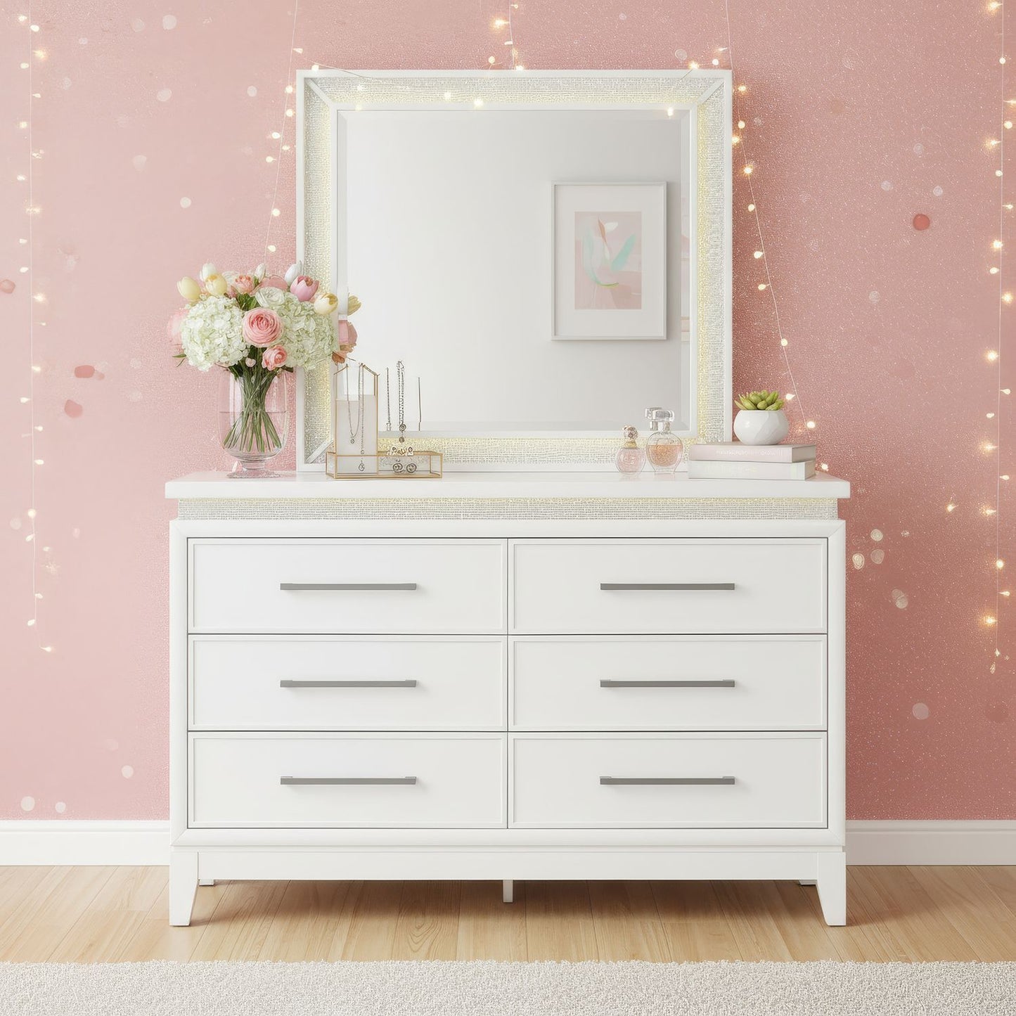 Reflections - Youth 6 Drawer Dresser With Lights - Hornell Furniture Outlet