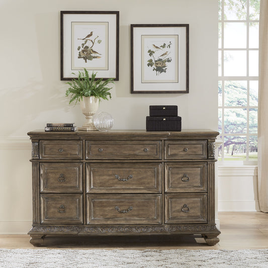 Carlisle Court - 9 Drawer Dresser - Medium Brown - Hornell Furniture Outlet
