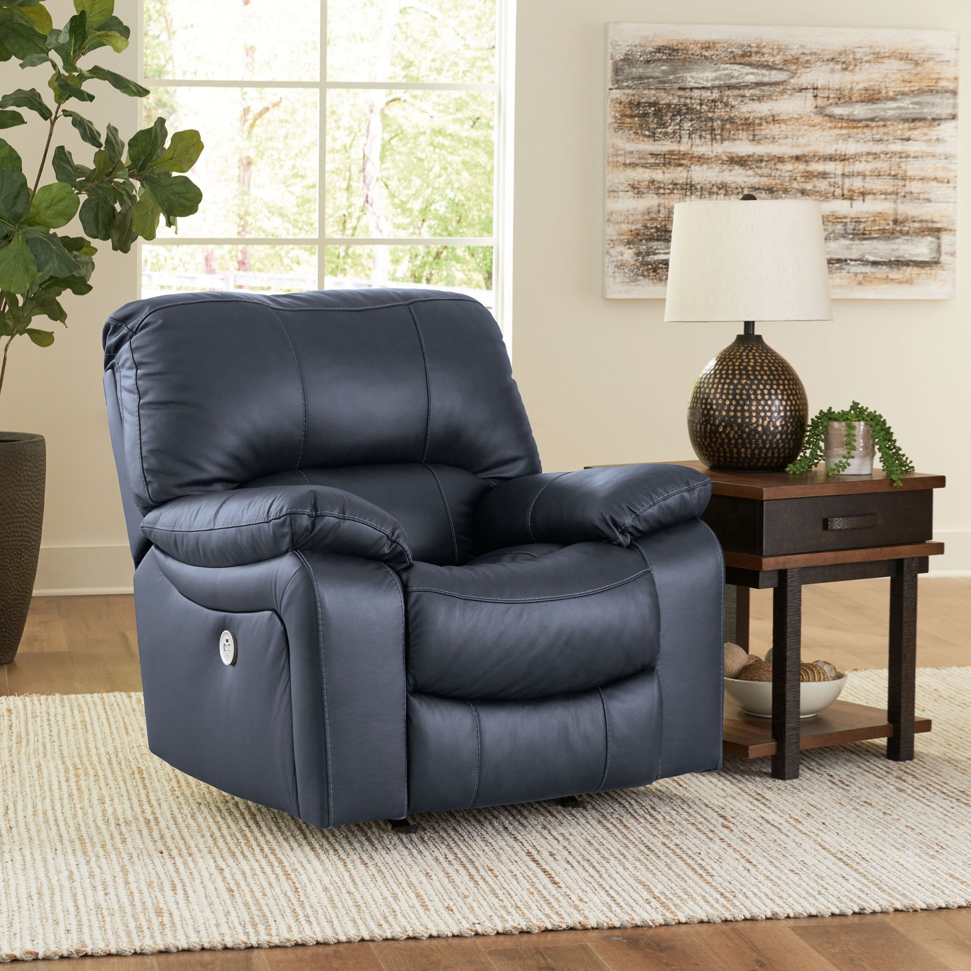 Leesworth - Ocean - 3 Pc. - Power Reclining Sofa, Power Reclining Loveseat, Power Rocker Recliner - Hornell Furniture Outlet