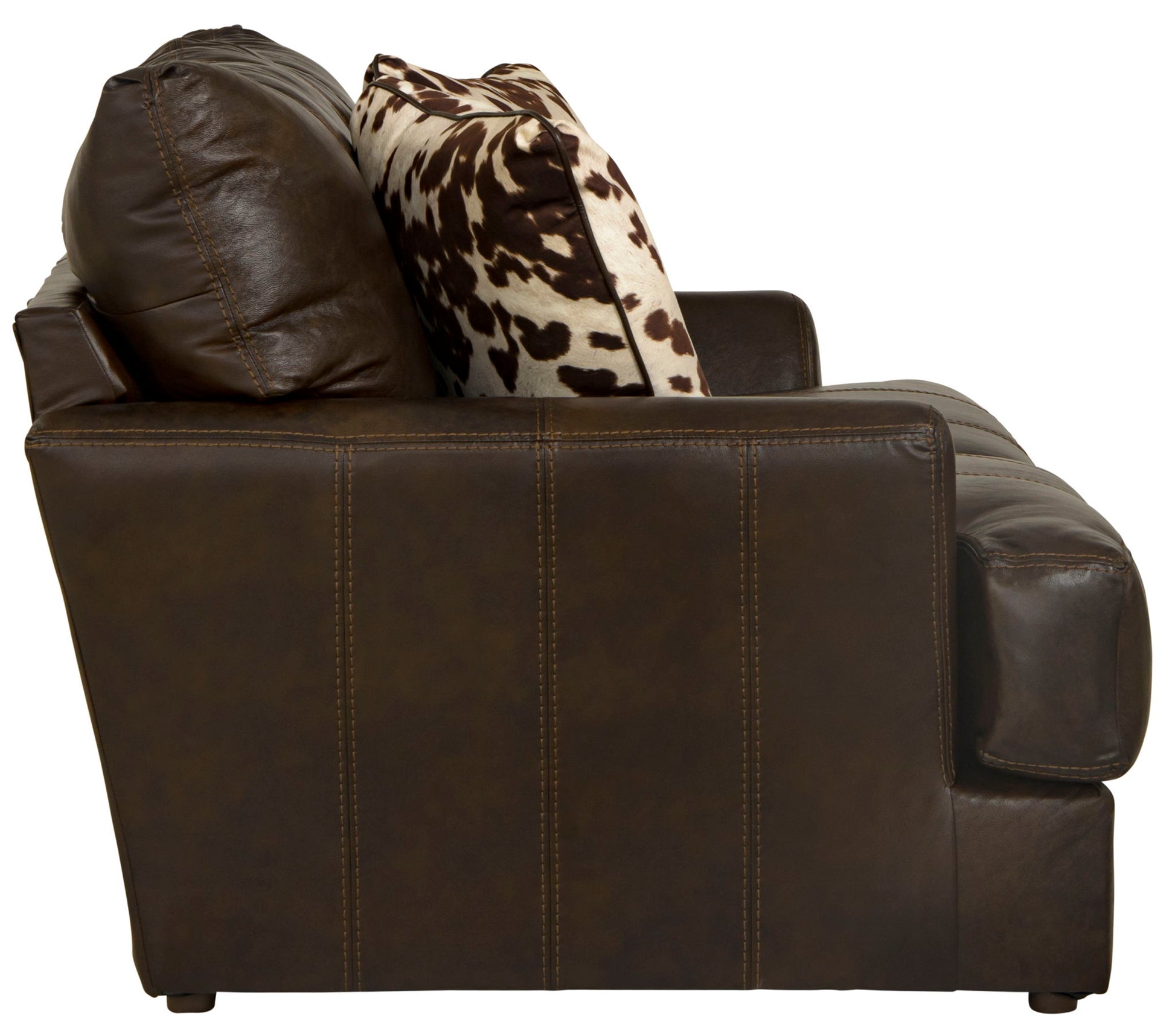 Pavia - Top Grain Italian Leather Loveseat With Cuddler Cushions - Cocoa - Hornell Furniture Outlet
