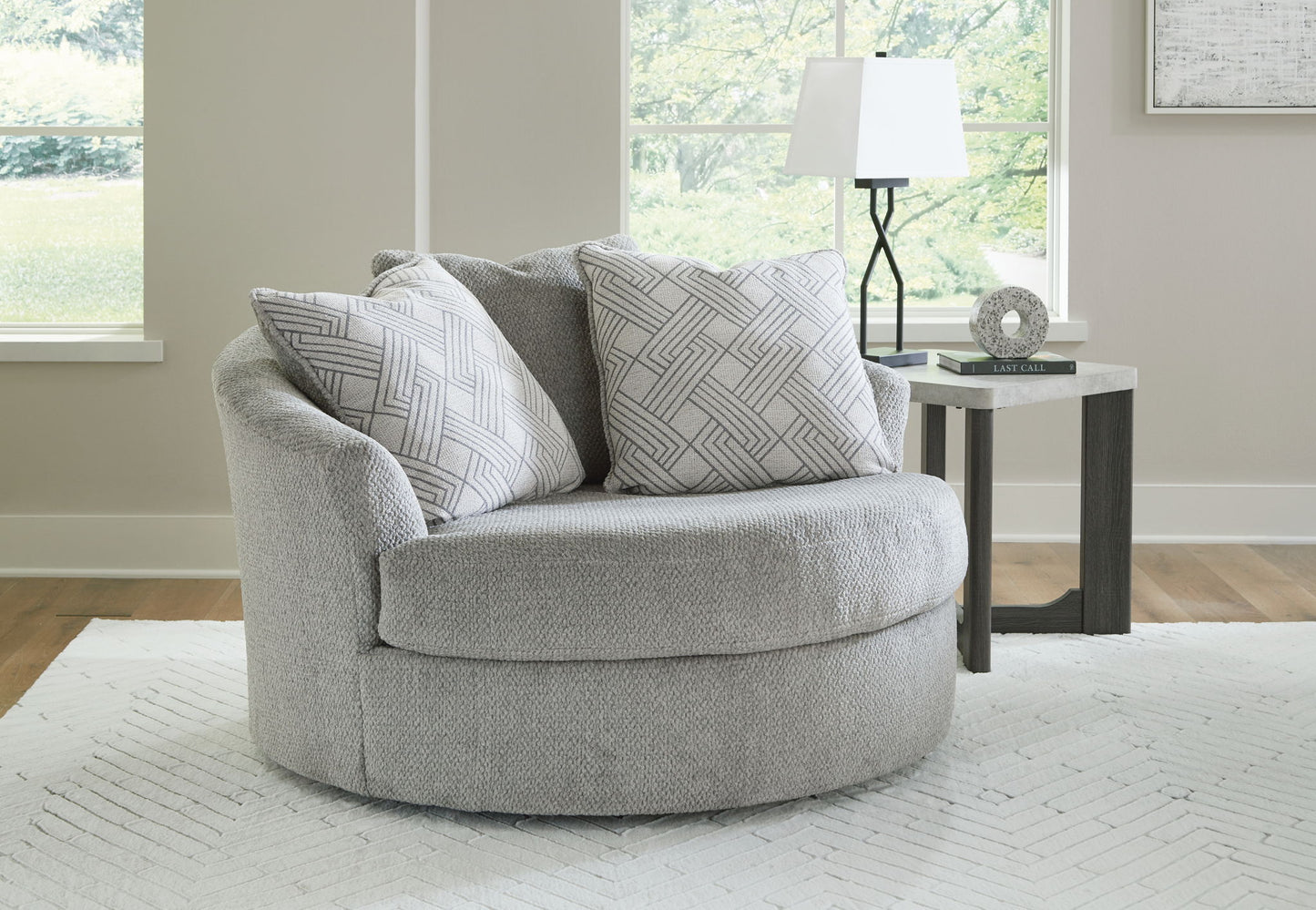 Casselbury - Cement - Oversized Swivel Accent Chair - Hornell Furniture Outlet