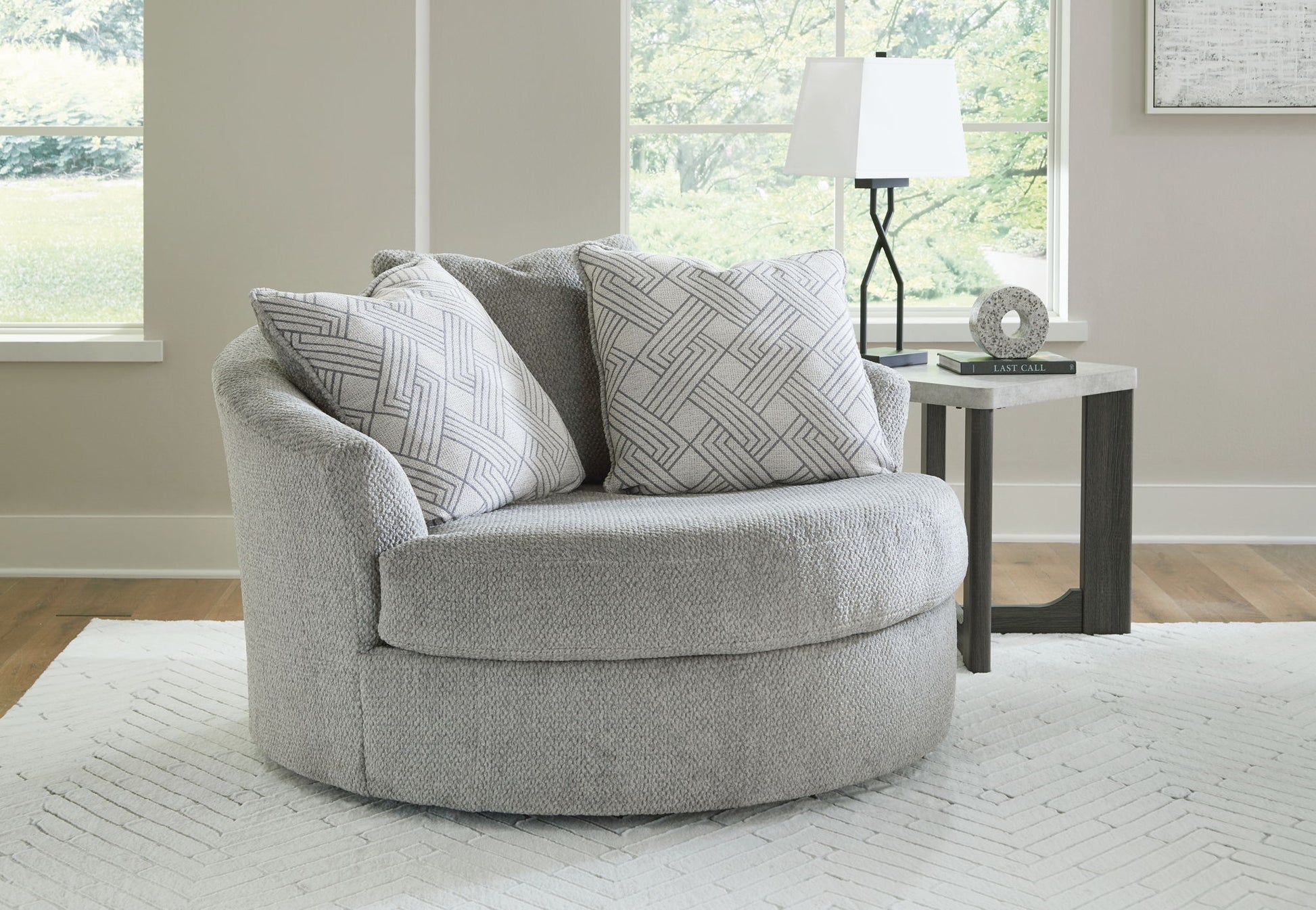 Casselbury - Cement - Oversized Swivel Accent Chair - Hornell Furniture Outlet