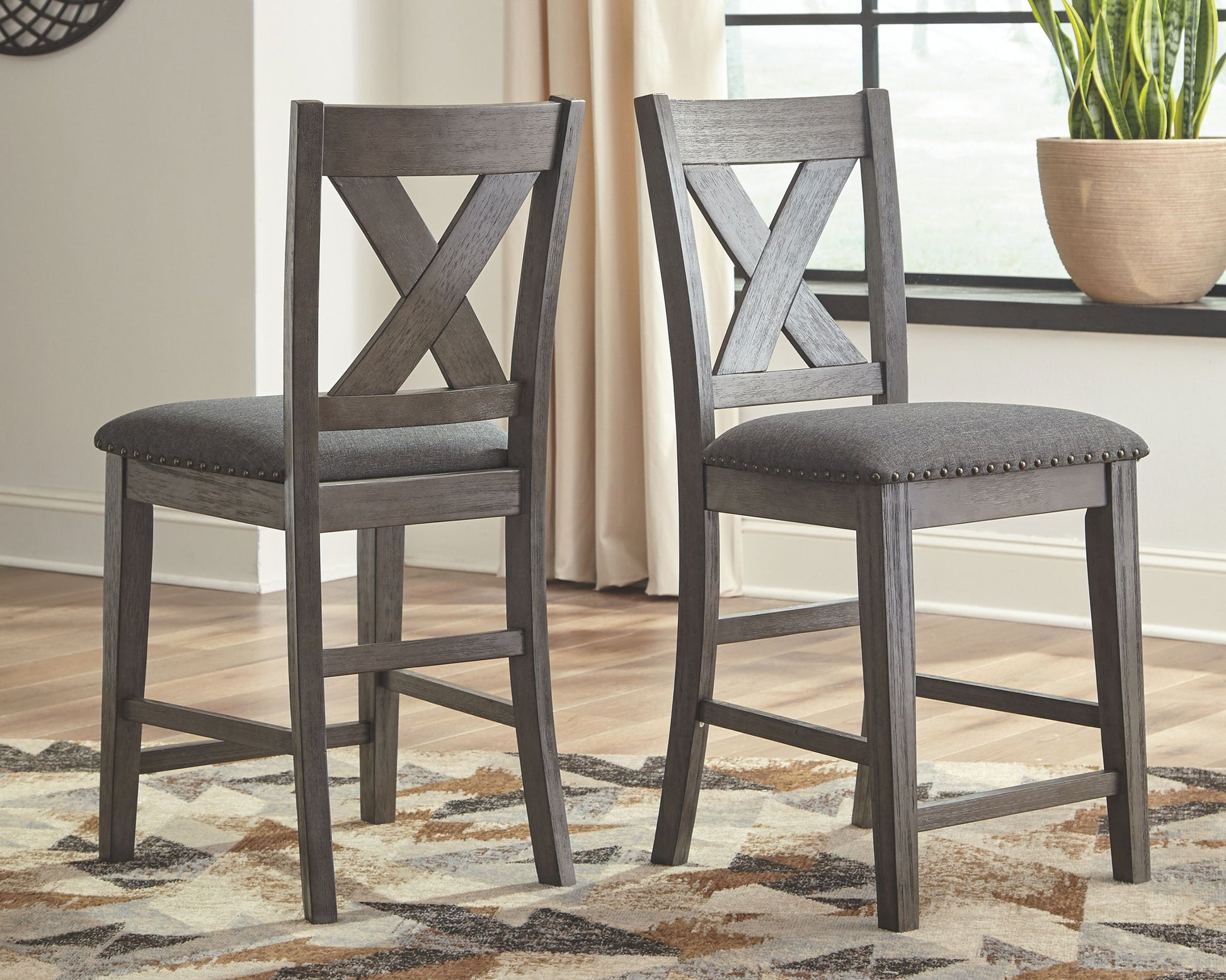 Caitbrook - Gray - Upholstered Barstool (Set of 2) - Hornell Furniture Outlet