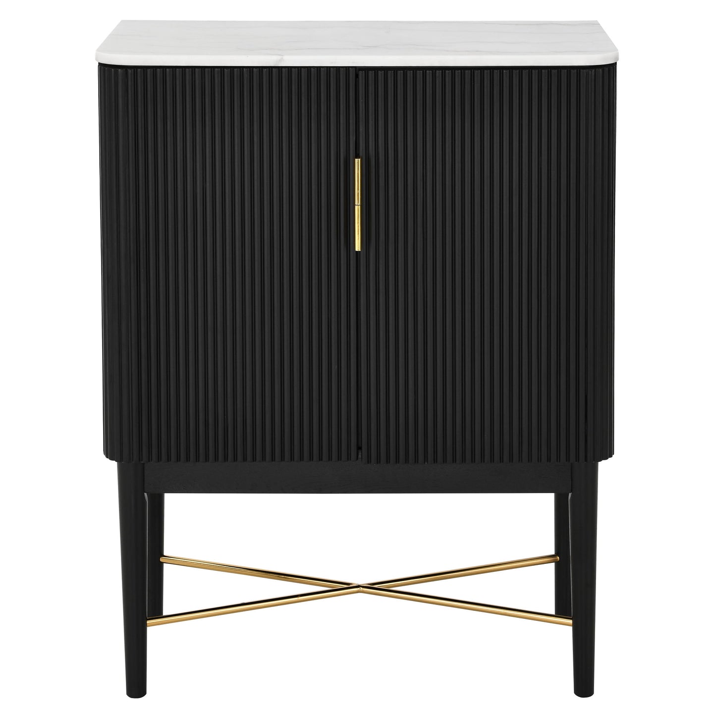 Vida Black - Marble Top Wine Cabinet - White / Black - Hornell Furniture Outlet