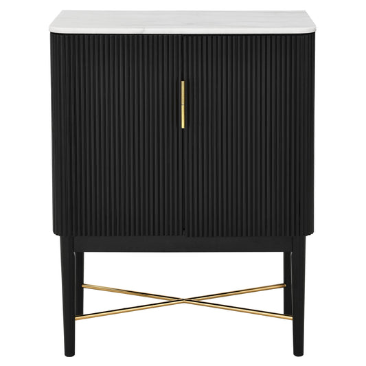Vida Black - Marble Top Wine Cabinet - White / Black - Hornell Furniture Outlet