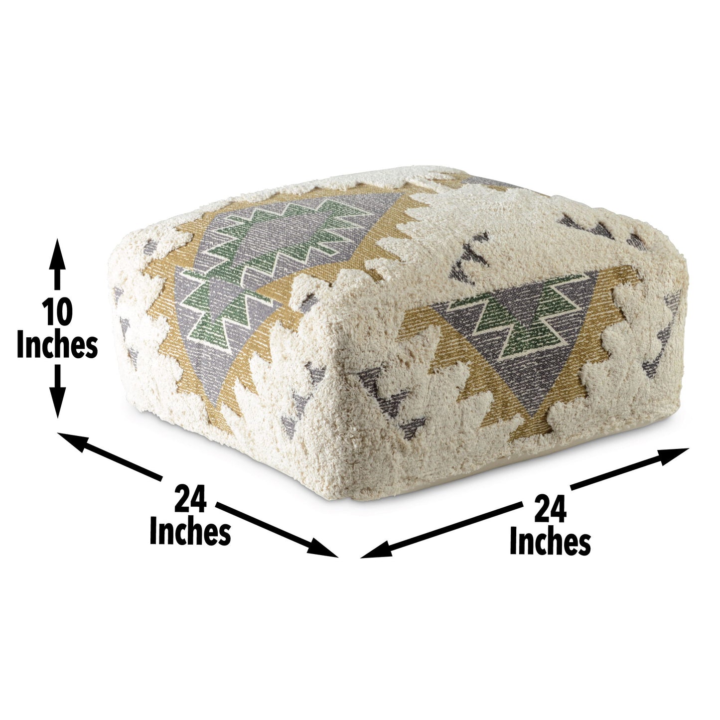 Lyssa - Jacquard Fabric Printed Pouf - Beige - Hornell Furniture Outlet