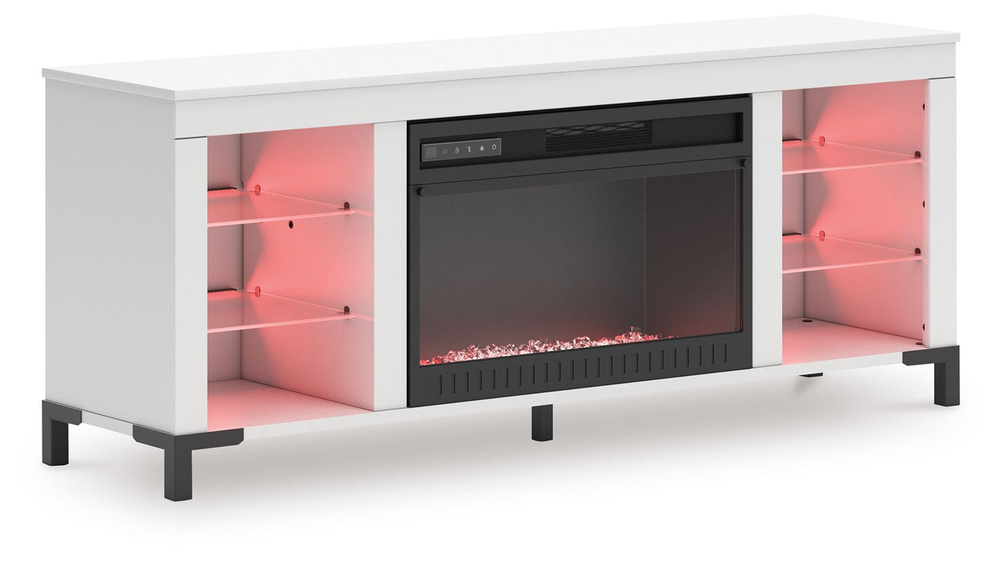 Brollevi - White - TV Stand With Fireplace - Hornell Furniture Outlet