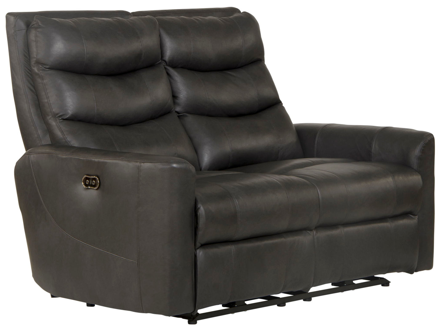 Bosa - Leather Power Reclining Loveseat - Charcoal - Hornell Furniture Outlet