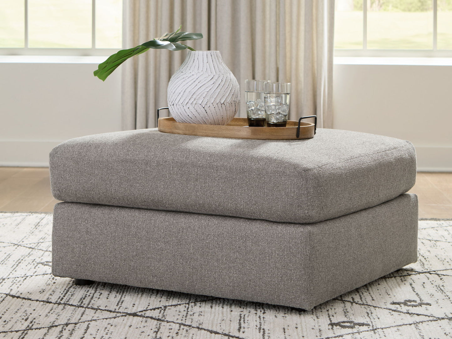 Lindon - Oversized Accent Ottoman - Smoke - Hornell Furniture Outlet