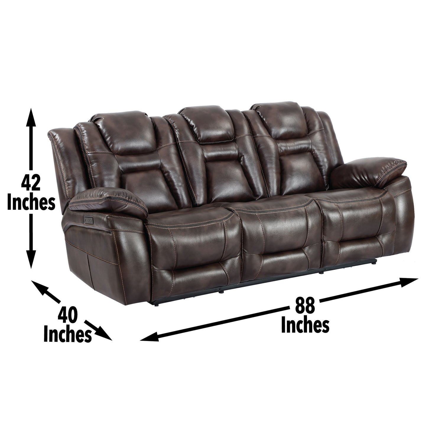 Oportuna - Dual Power Sofa With Drop Down Table - Dark Brown - Hornell Furniture Outlet