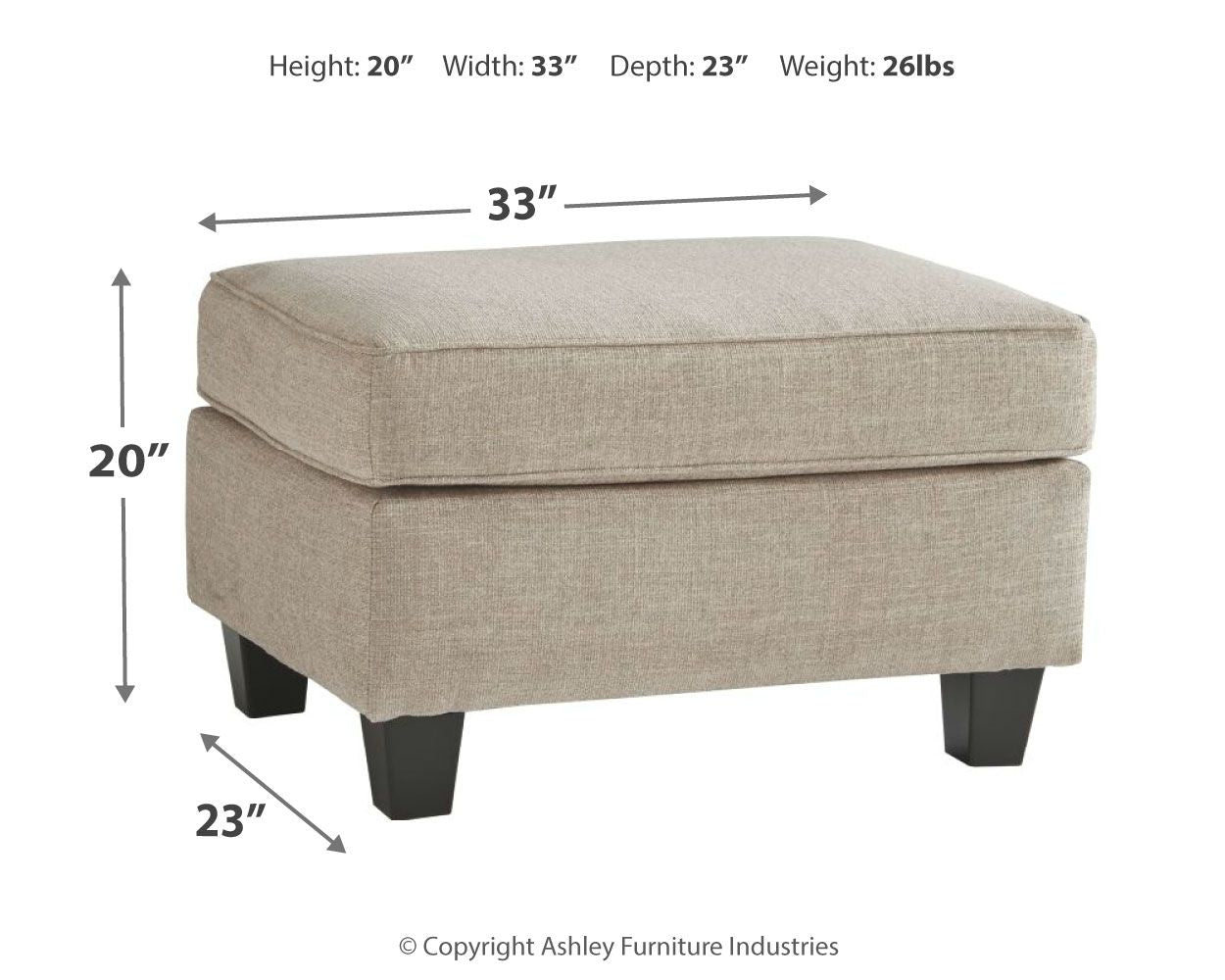 Abney - Driftwood - Ottoman - Hornell Furniture Outlet