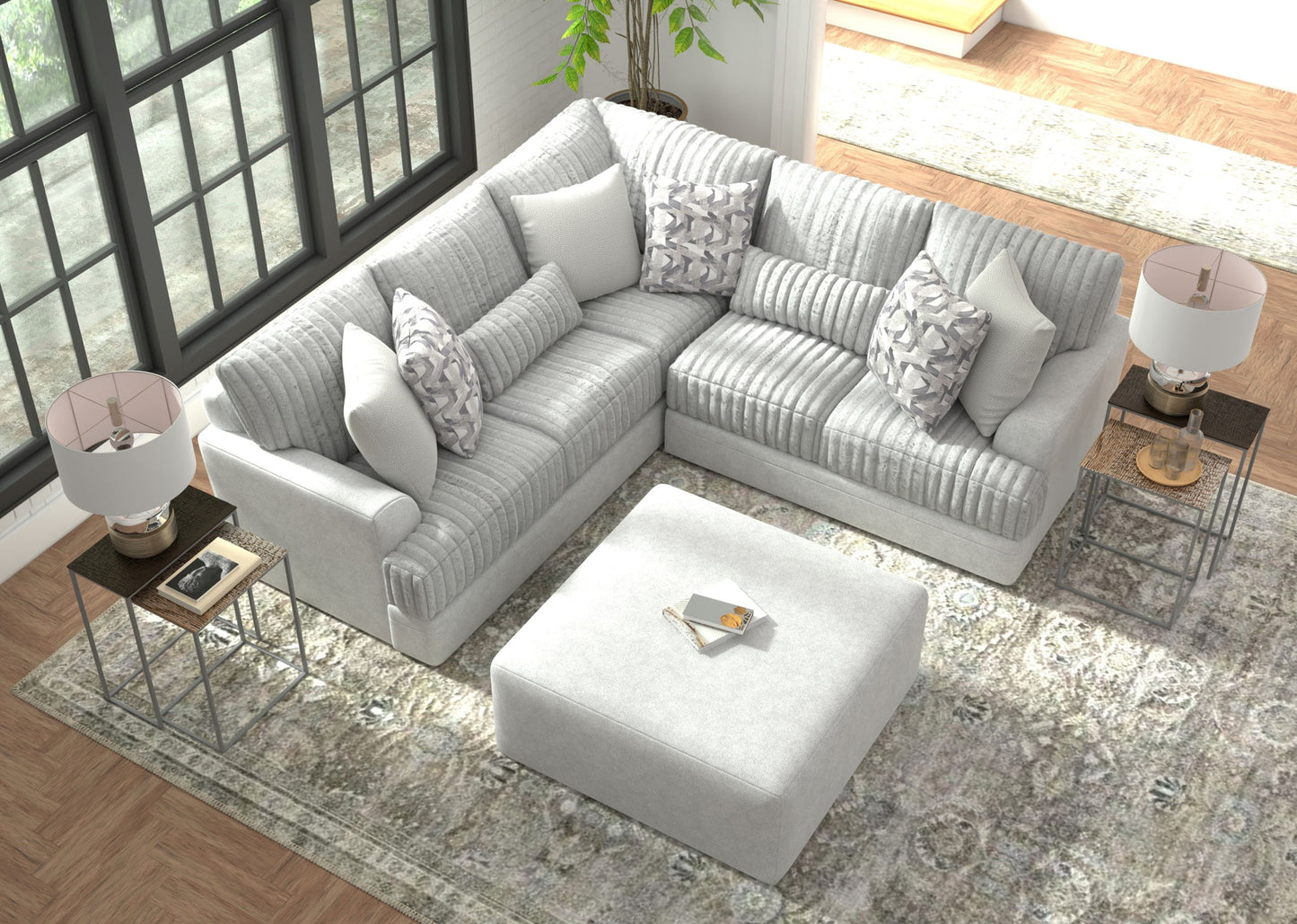 Titan - Sectional With Comfort Coil Seating, Cocktail Ottoman And Accent Pillows Included - Hornell Furniture Outlet