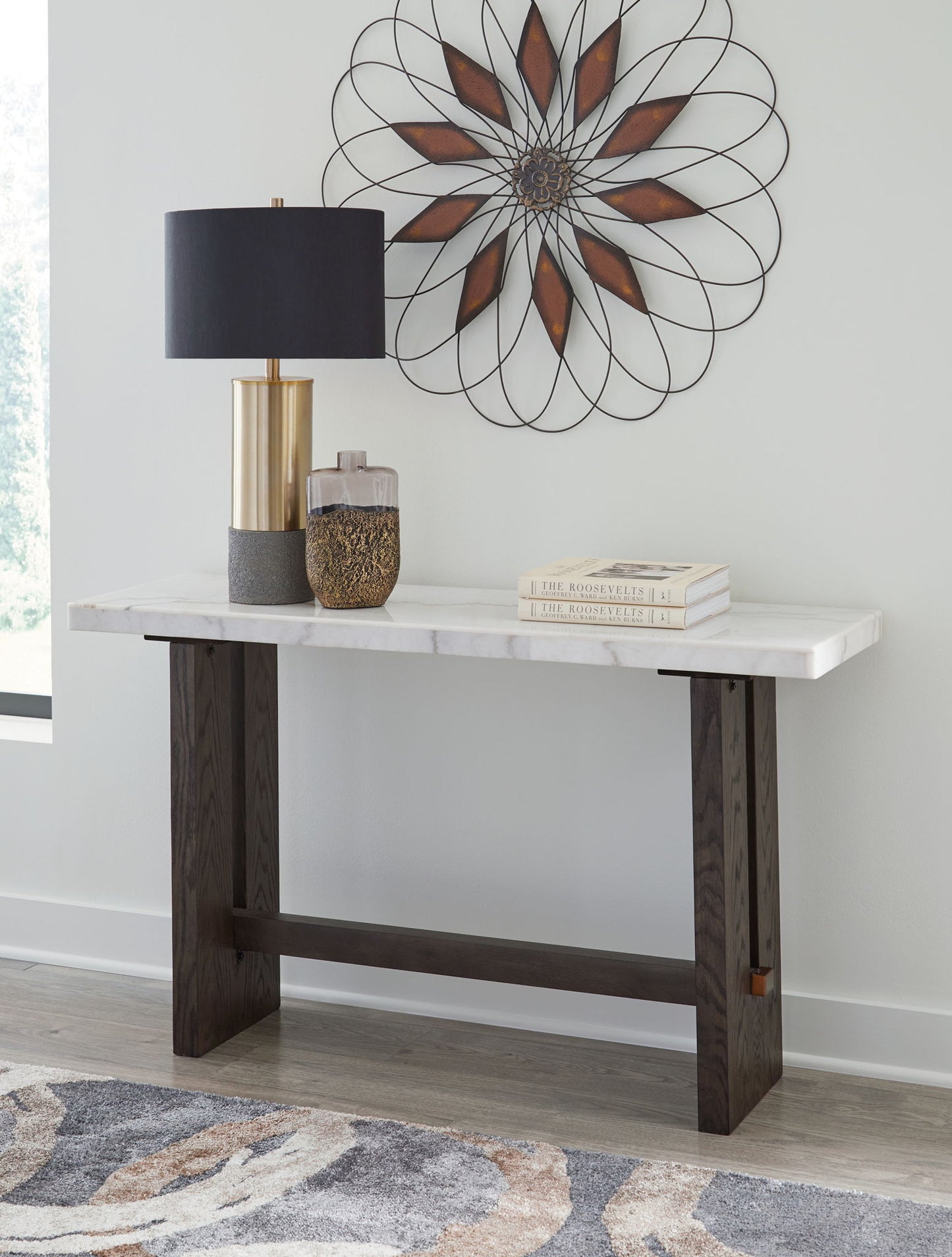 Burkhaus - White / Dark Brown - Sofa Table - Hornell Furniture Outlet