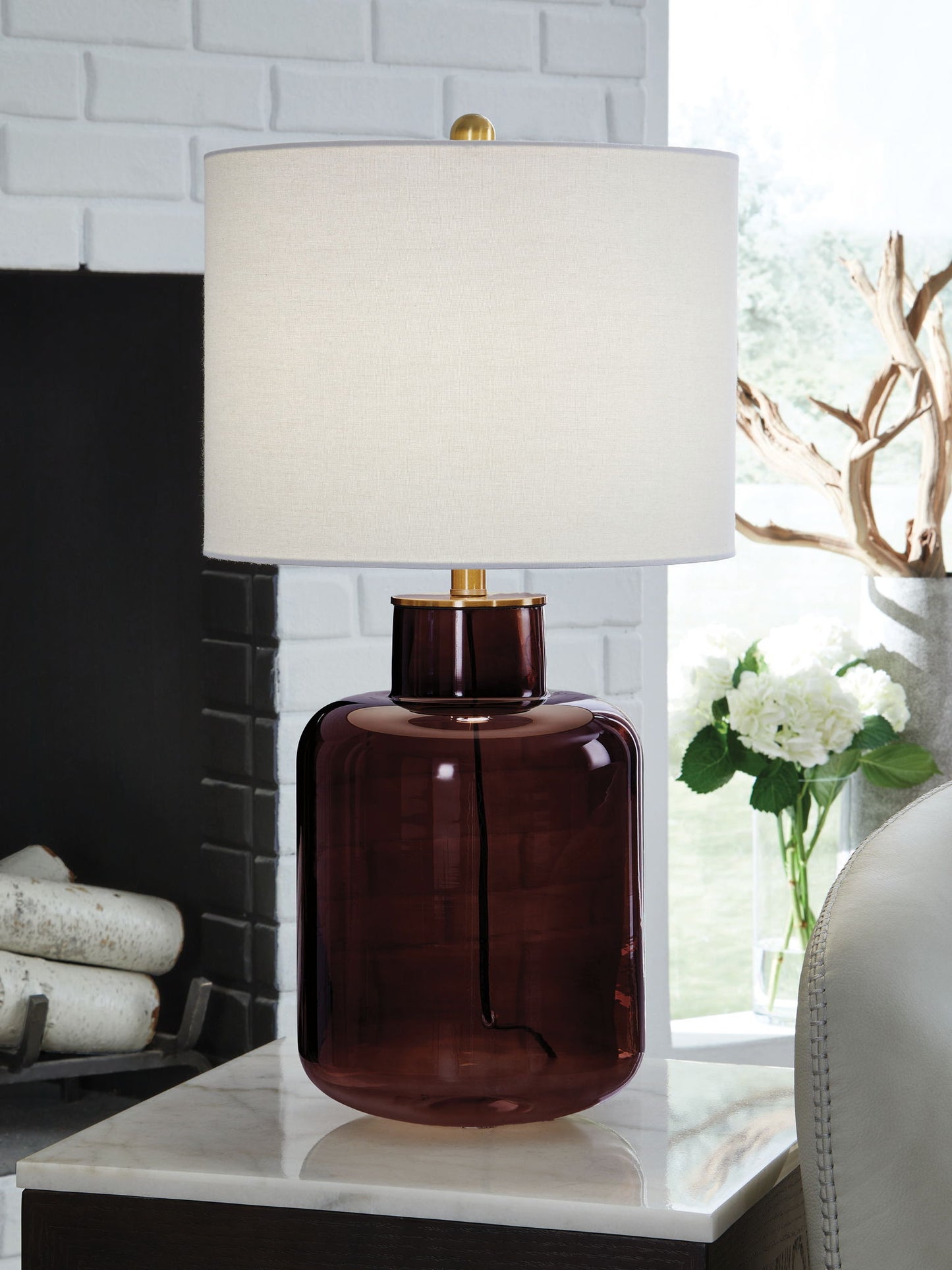 Mette - Brown / Gold Finish - Glass Table Lamp - Hornell Furniture Outlet