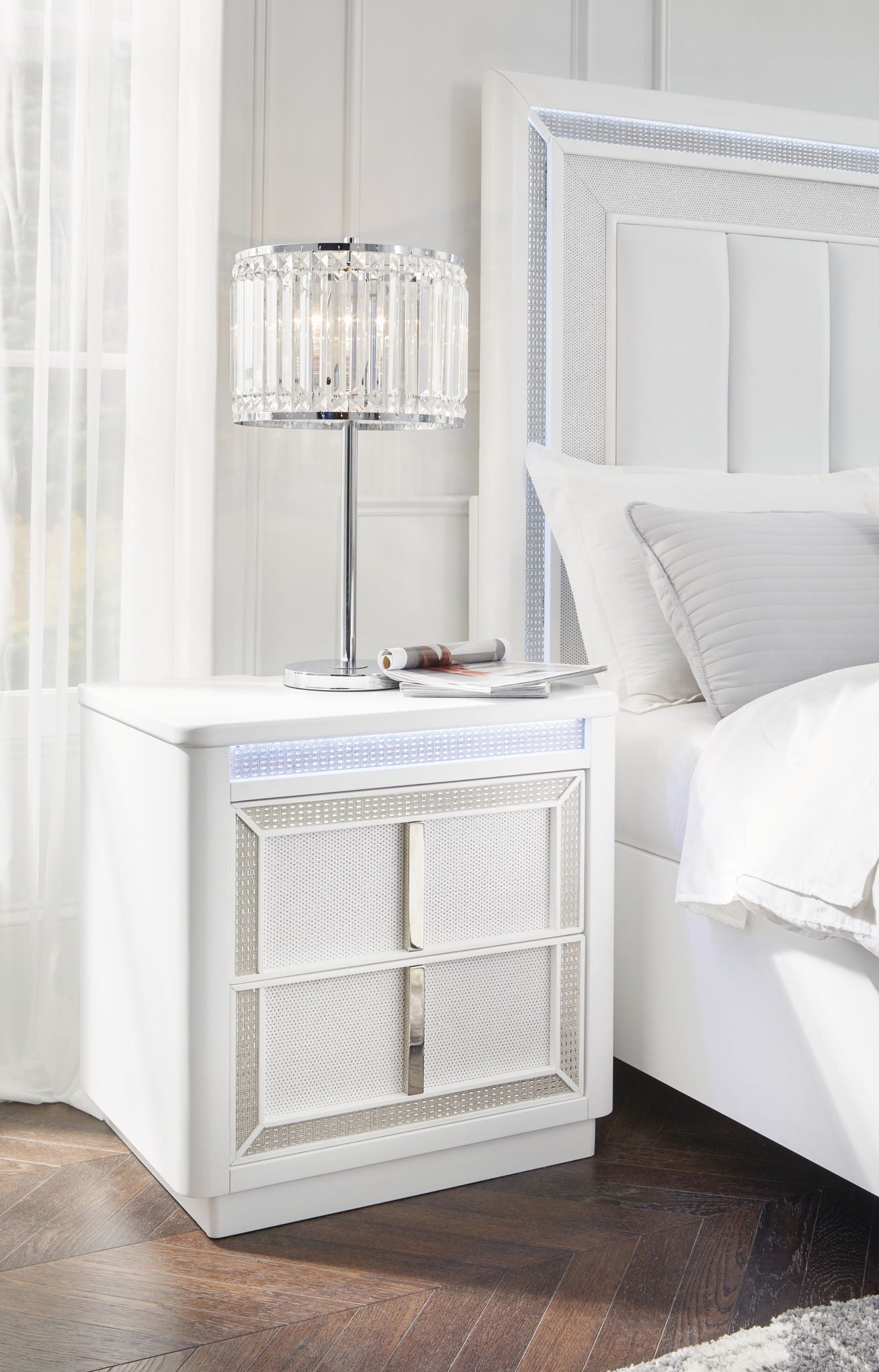 Chalanna - White - Two Drawer Night Stand - Hornell Furniture Outlet