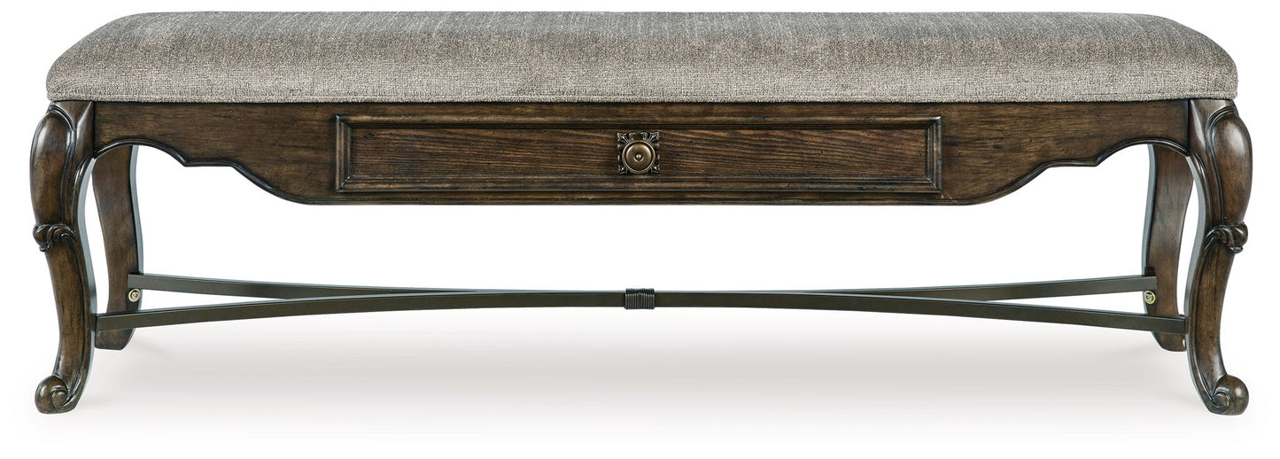 Maylee - Dark Brown - Upholstered Storage Bench - Hornell Furniture Outlet