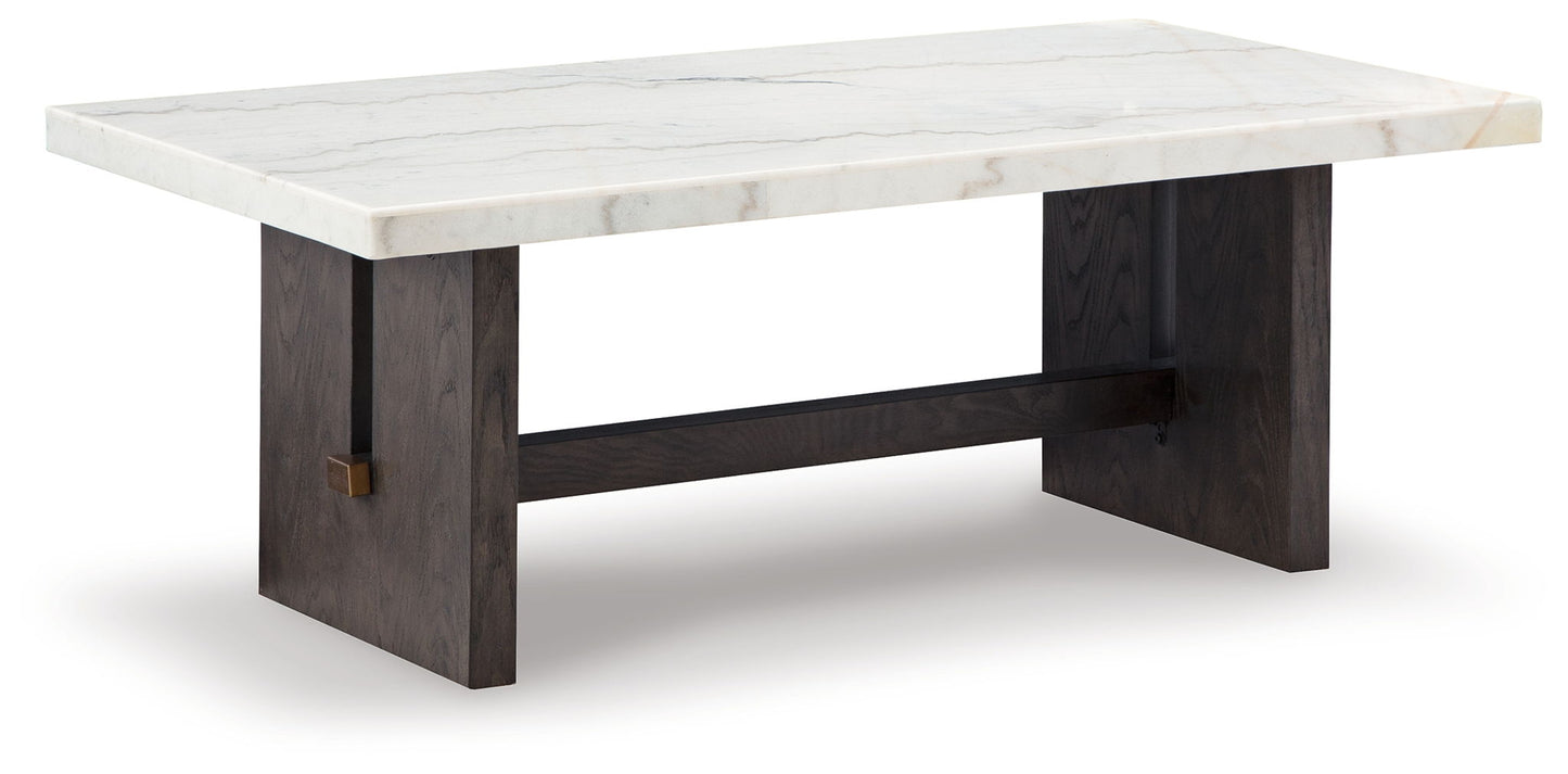 Burkhaus - White / Dark Brown - Rectangular Cocktail Table - Hornell Furniture Outlet