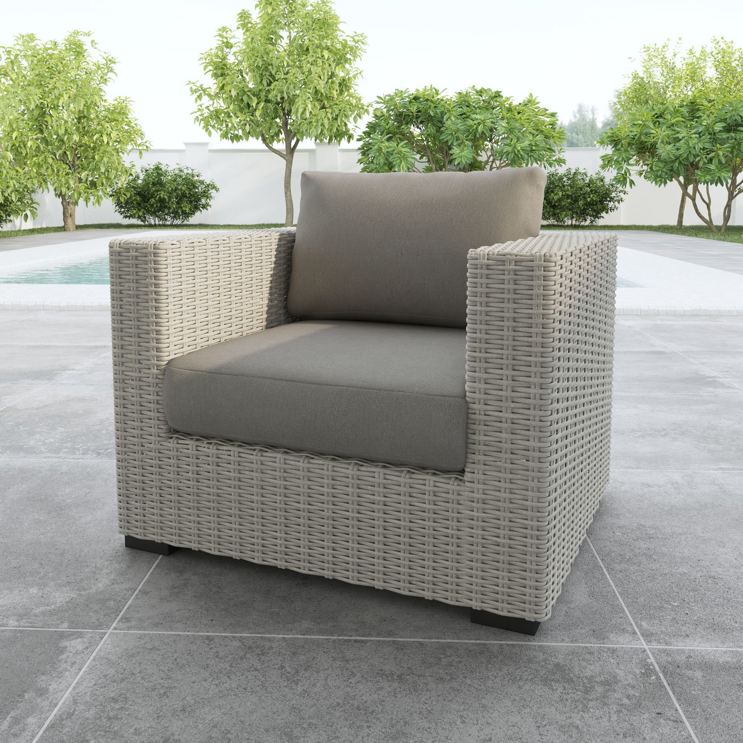 Blakley - Outdoor Lounge Chair (Set of 2) With Half - Round Wicker - Gray - Hornell Furniture Outlet