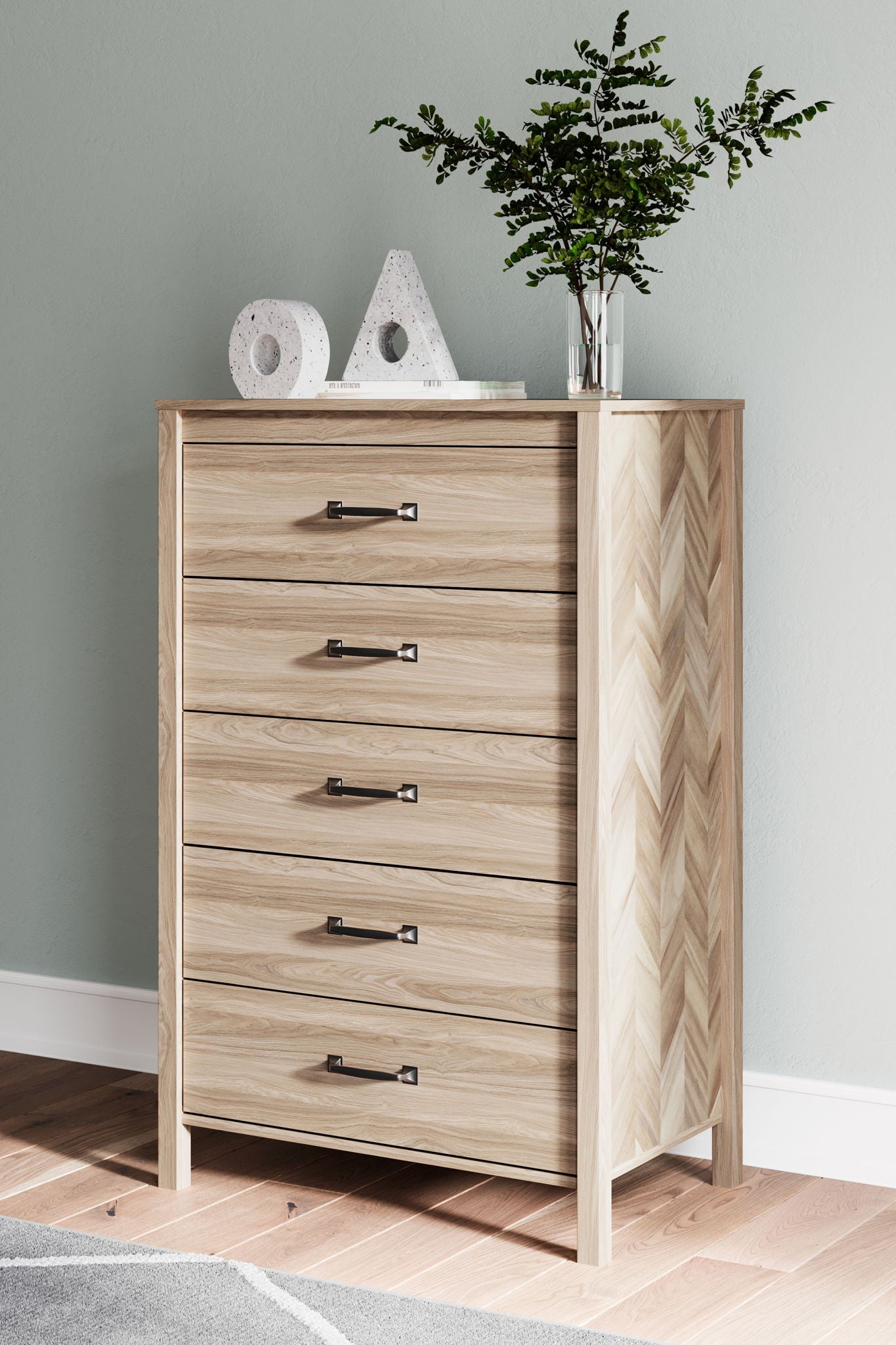 Battelle - Tan - Five Drawer Chest - Hornell Furniture Outlet