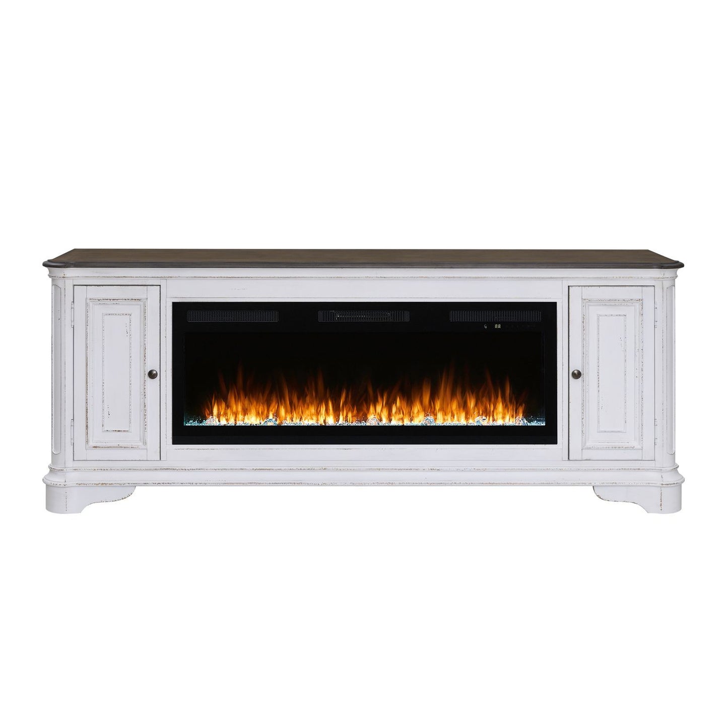 Fireplace TV Consoles - 244 82" Console With Fire FTS - White - Hornell Furniture Outlet