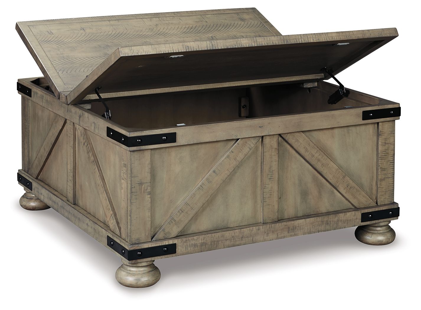 Aldwin - Gray - Cocktail Table With Storage - Square - Hornell Furniture Outlet