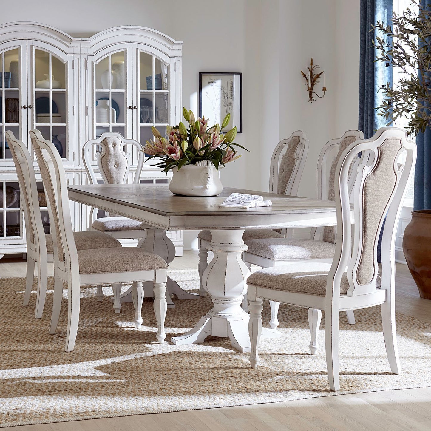 Magnolia Manor - Double Pedestal Table Set - Hornell Furniture Outlet