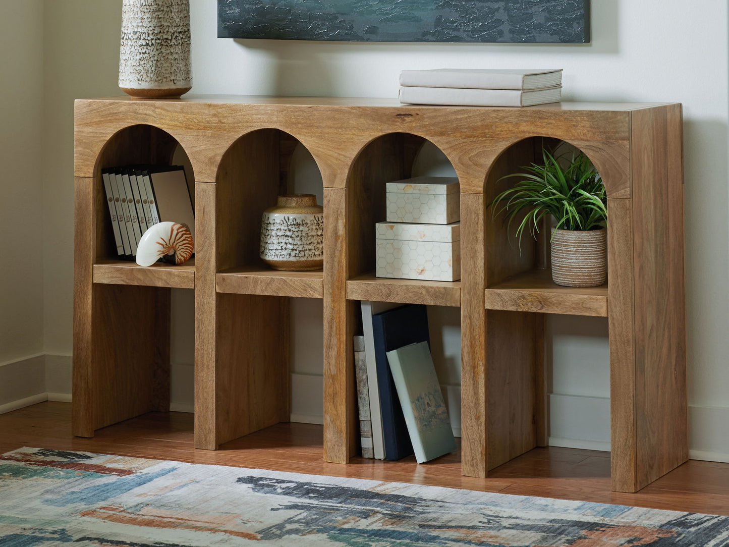 Luzmanacy - Natural Brown - Console Sofa Table - Hornell Furniture Outlet