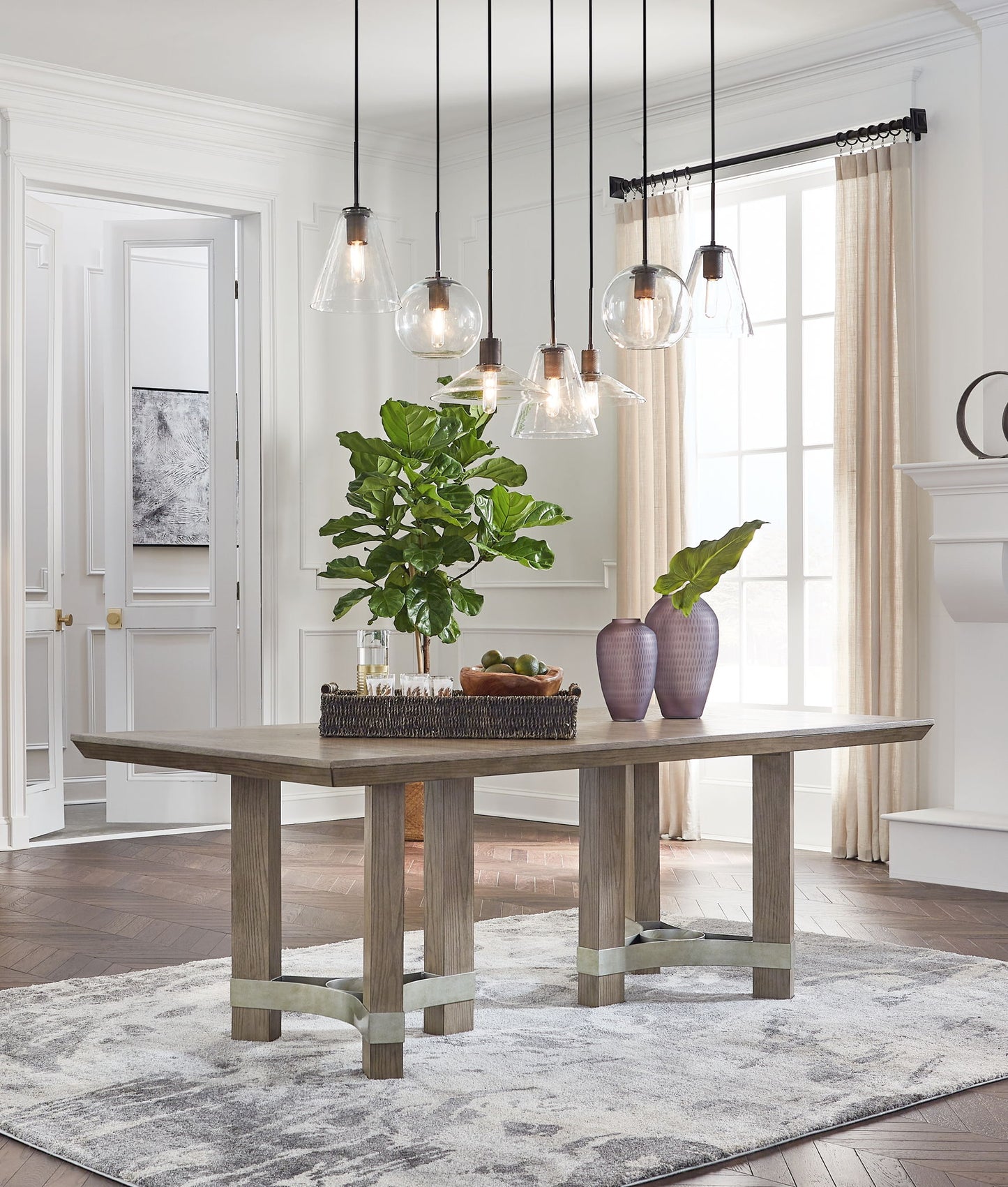 Chrestner - Gray - Rectangular Dining Room Table - Hornell Furniture Outlet