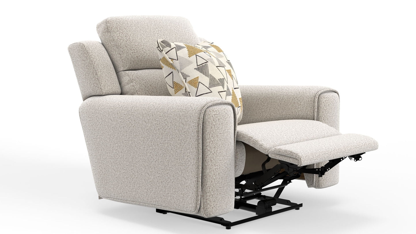 Micah - Power Headrest Power Deep Seat Lay Flat Recliner - Oatmeal - Hornell Furniture Outlet