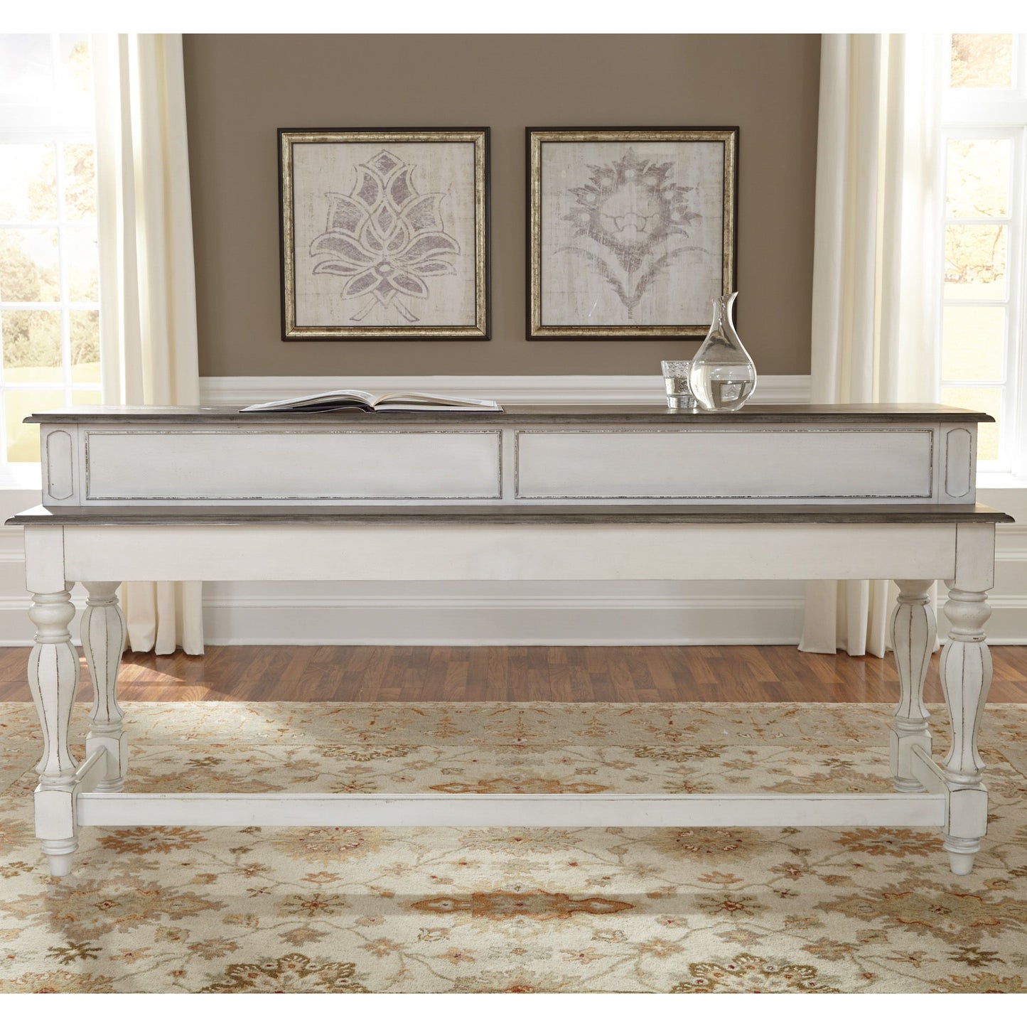 Magnolia Manor - 4 Piece Console Set (1 Console 3 Stools) - White - Hornell Furniture Outlet