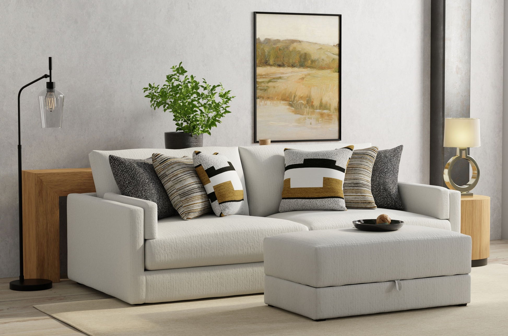 Trevor - Extra Deep Oversized Sofa With Included Storage Cocktail Ottoman - Hornell Furniture Outlet