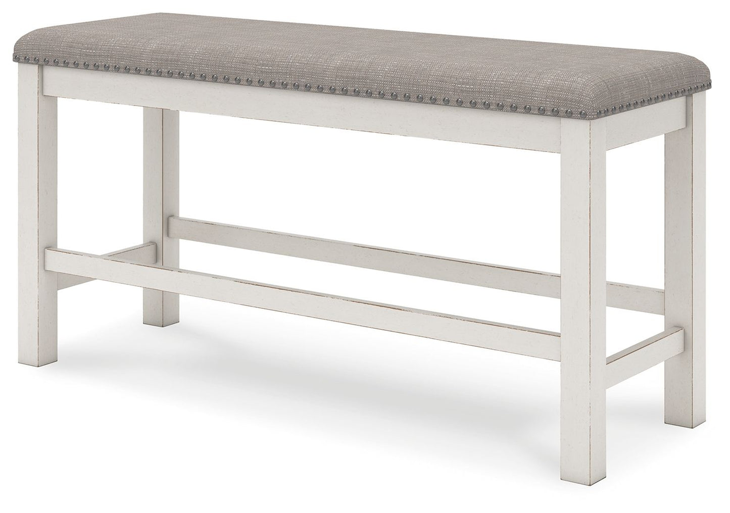 Robbinsdale - Antique White - Dbl Counter Height Upholstered Dining Bench - Hornell Furniture Outlet