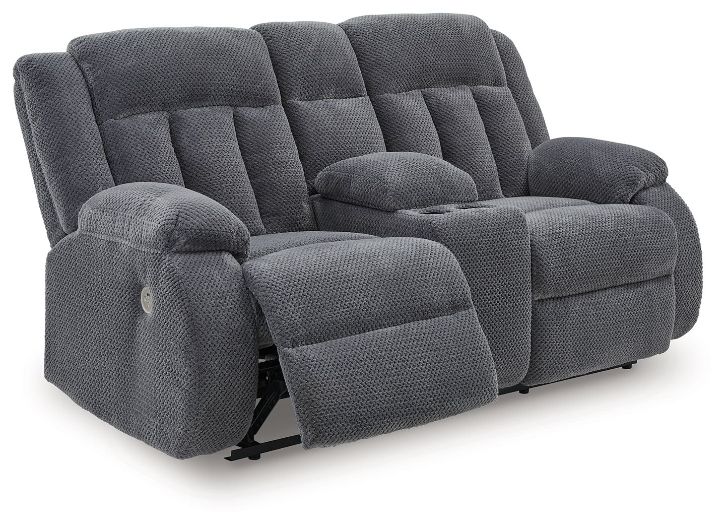 Observation - Steel - Double Reclining Power Loveseat With Console - Hornell Furniture Outlet