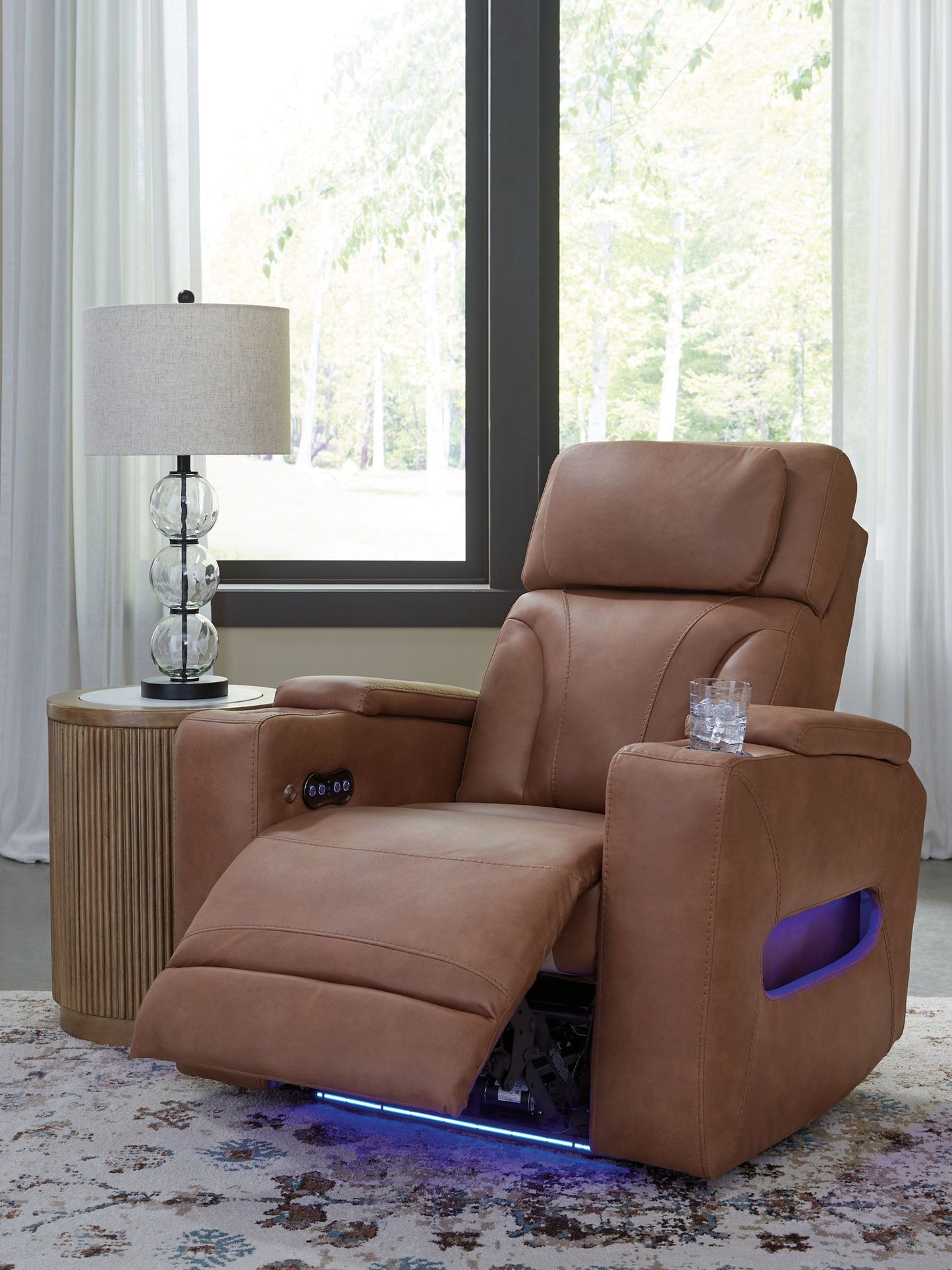 Clean - Slate - Caramel - Power Recliner / Adj Headrest - Hornell Furniture Outlet