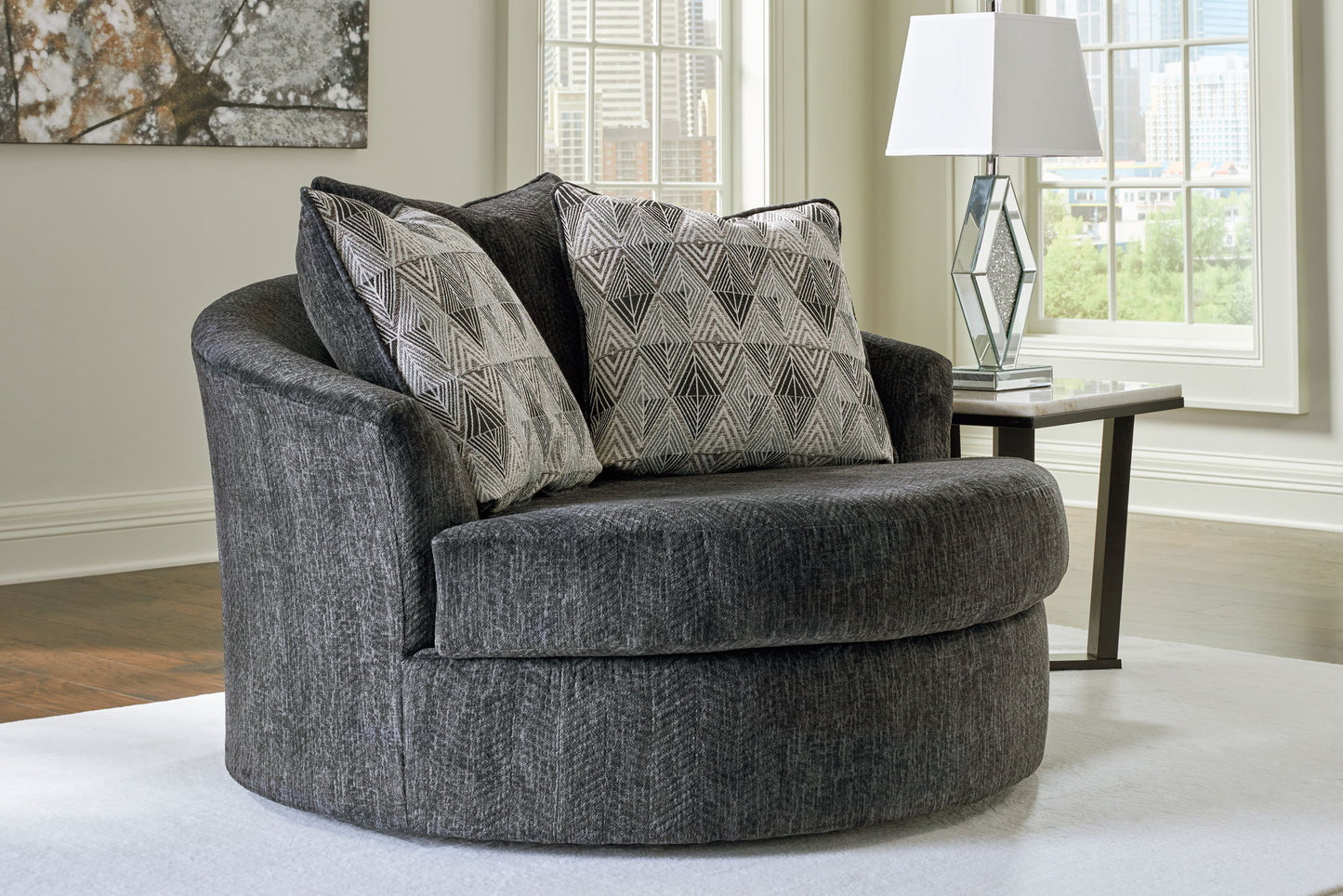 Biddeford - Shadow - Oversized Swivel Accent Chair - Hornell Furniture Outlet