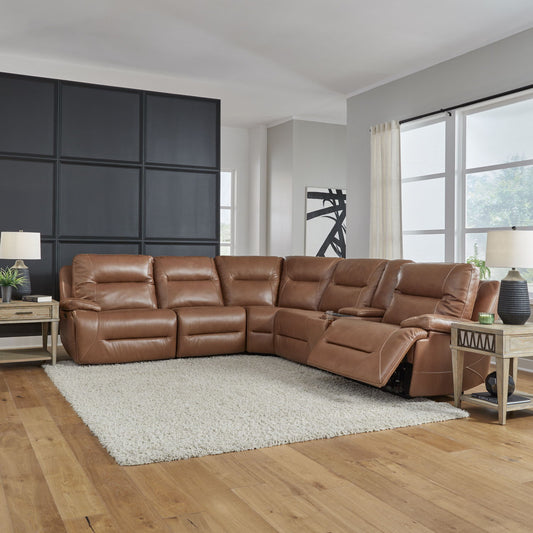 Cameron - 6 Piece Sectional - Dakota Saddle Leather - Hornell Furniture Outlet