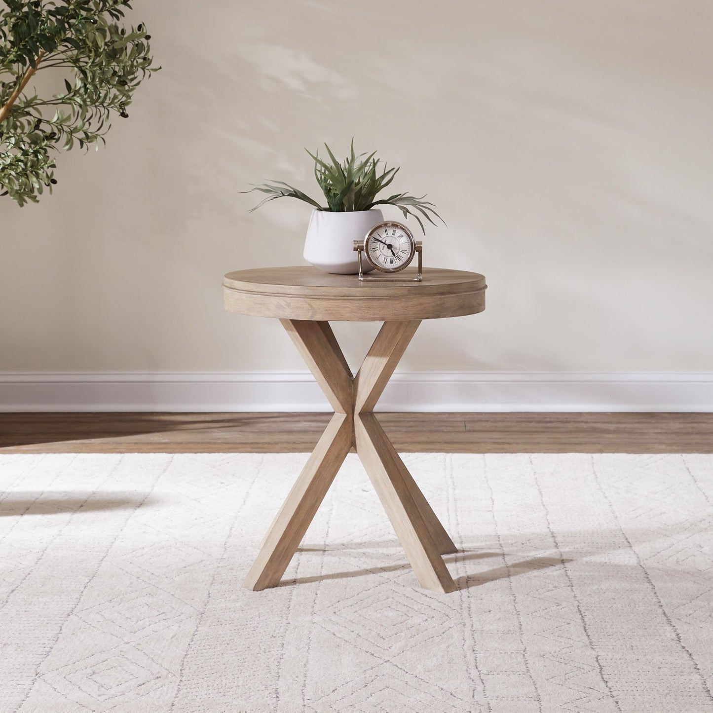 Brentwood - Round End Table - Sandstone - Hornell Furniture Outlet