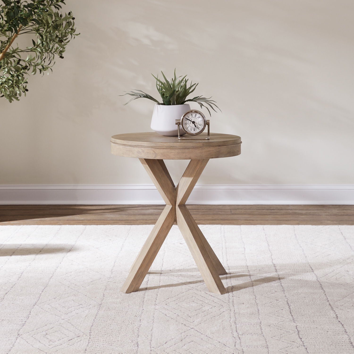 Brentwood - Round End Table - Sandstone - Hornell Furniture Outlet