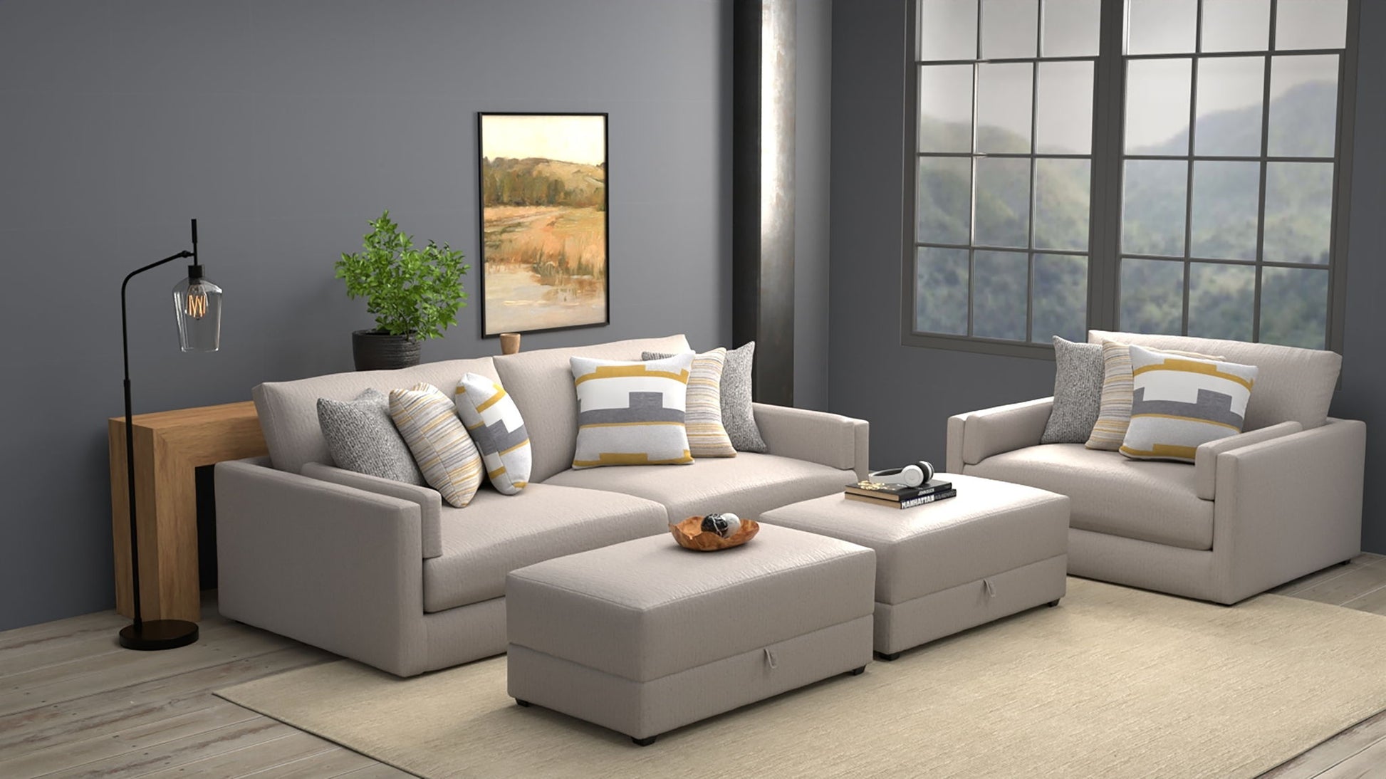 Trevor - Extra Deep Oversized Sofa With Included Storage Cocktail Ottoman - Hornell Furniture Outlet