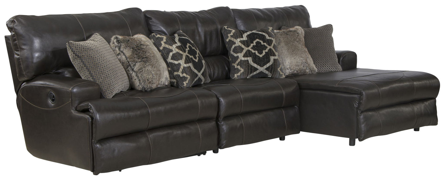Como - 3 Piece Italian Leather Match Reclining Sectional - Hornell Furniture Outlet