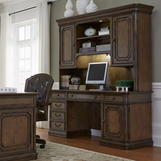 Amelia - Jr Executive Credenza Set - Dark Brown - Hornell Furniture Outlet