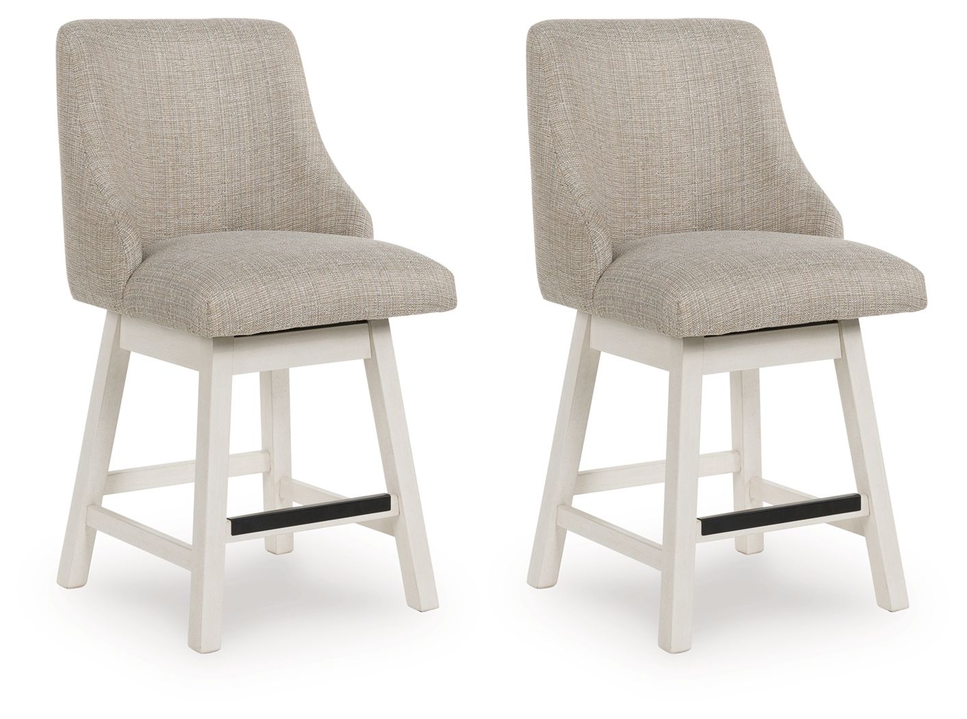 Robbinsdale - Antique White - Upholstered Swivel Curved Back Barstool (Set of 2) - Hornell Furniture Outlet