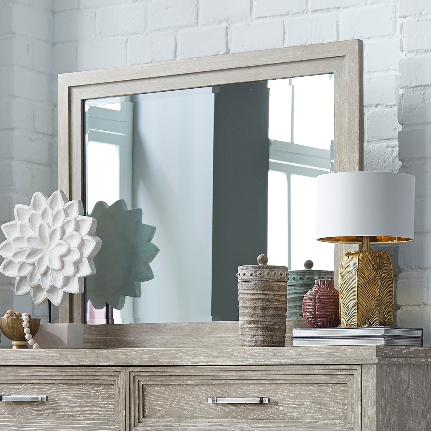 Belmar - Landscape Mirror - Washed Taupe - Hornell Furniture Outlet