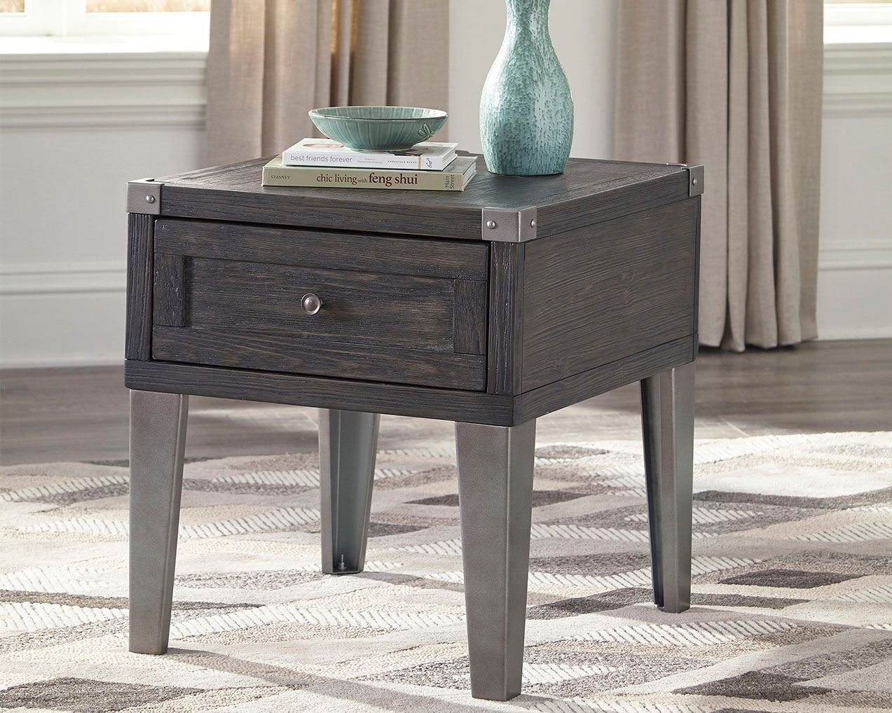 Todoe - Dark Gray - Rectangular End Table - Hornell Furniture Outlet