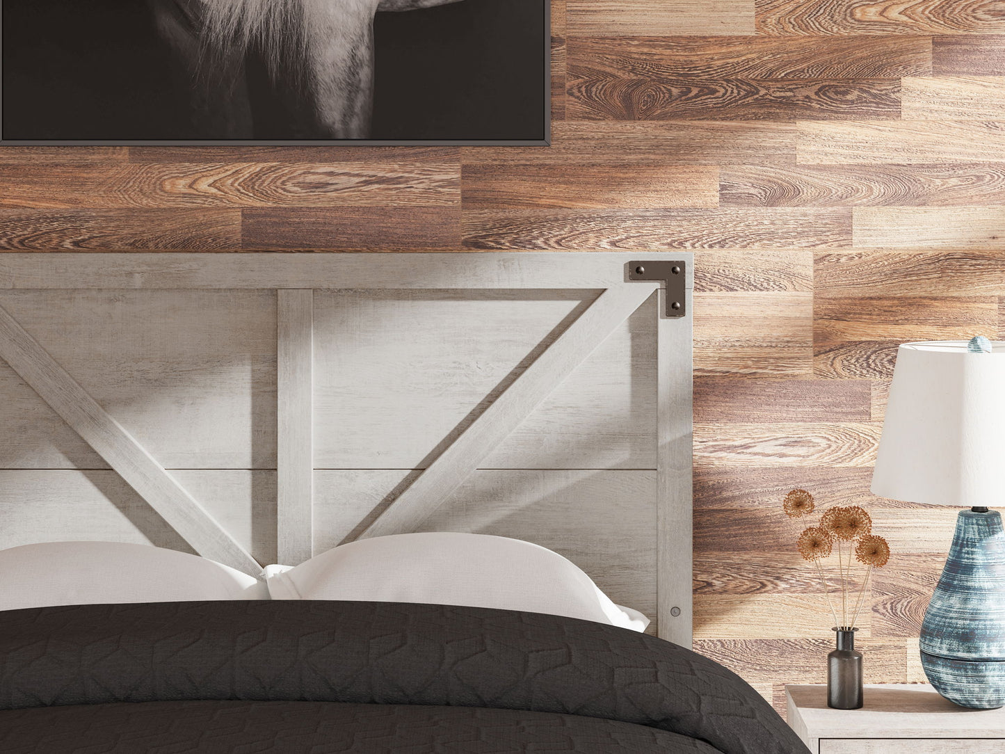 Shawburn - Platform Bed With Crossbuck Panel Headboard - Hornell Furniture Outlet